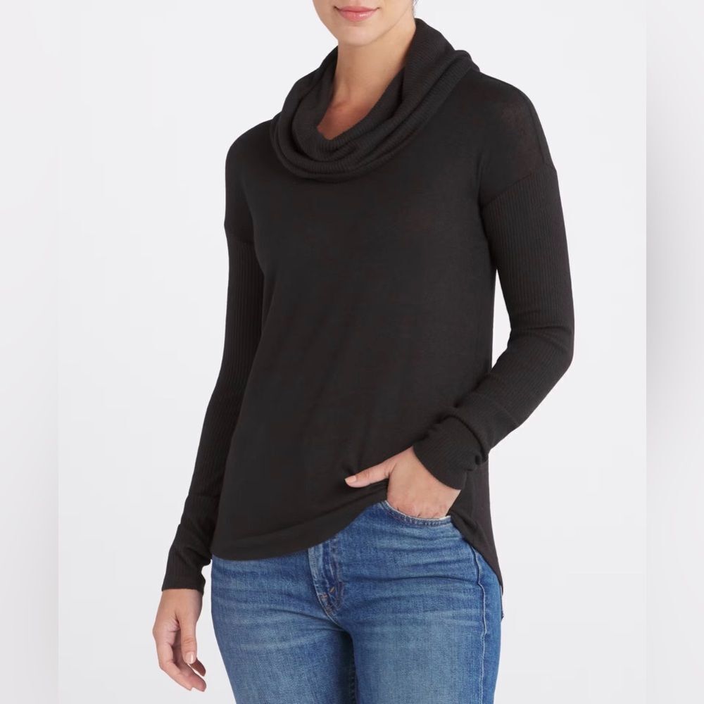 BOBEAU Felix Cowl Neck Cozy Sweatshirt Black Large NWT STITCH FIX